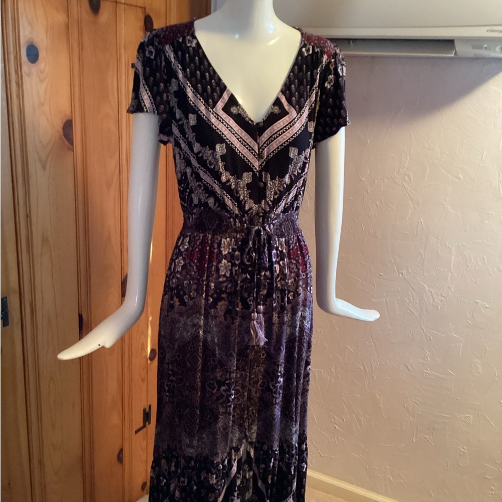 Knox Rose Purple Printed V-Neck Maxi Dress